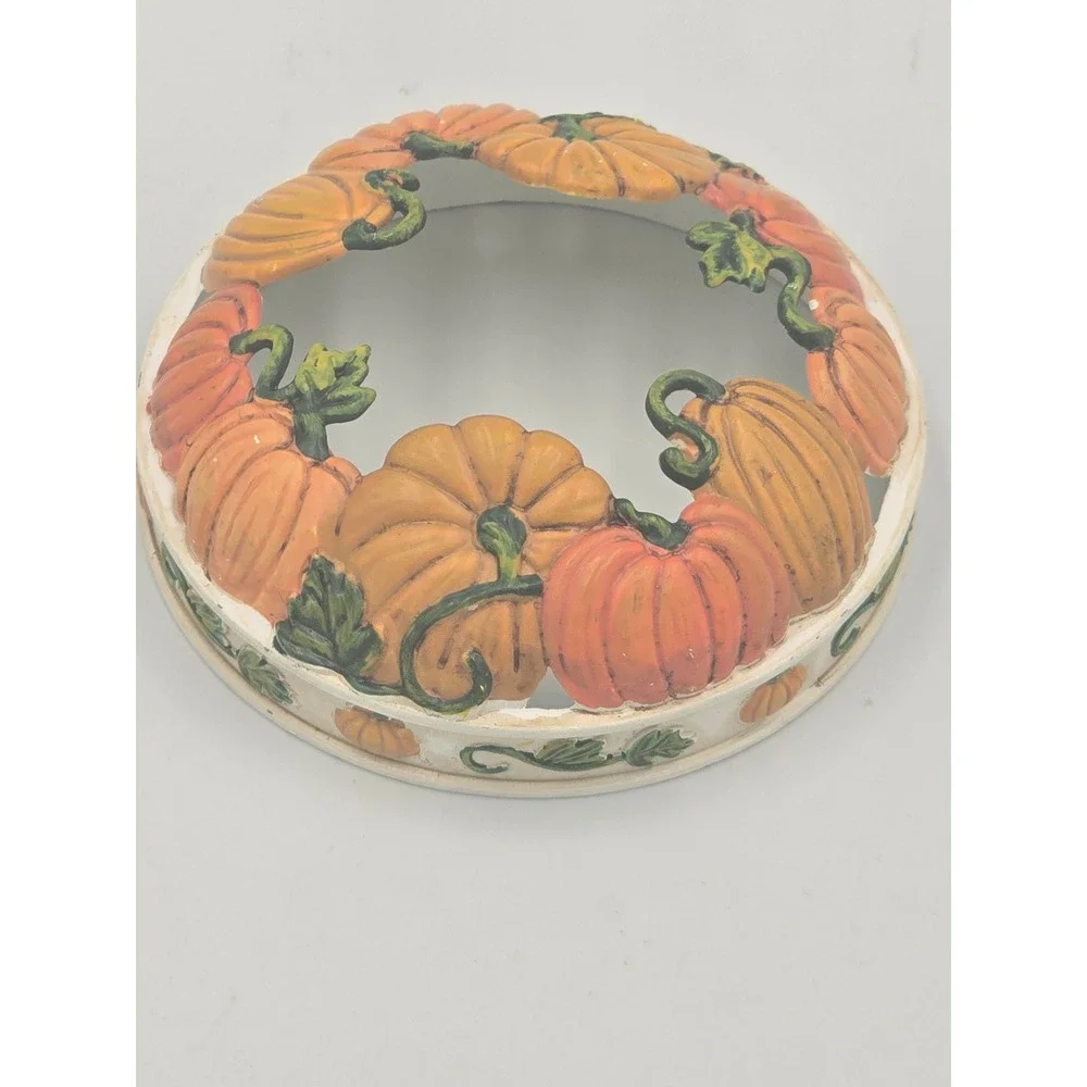 Yankee Candle Pumpkin Jar Topper Metal Candle Shade Fall Harvest Orange